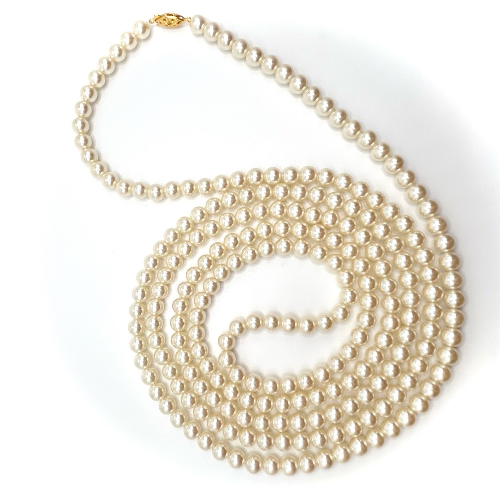 Vintage 70s/80s 66” Faux Pearl Necklace Costume Jewelry